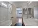 Bathroom with a shower and double sink at 576 Bayo Canyon Ct, Henderson, NV 89015