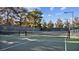 Well-maintained outdoor tennis courts with netting and tall fencing, perfect for sports and recreation at 8112 Golfers Oasis Dr, Las Vegas, NV 89149