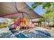 Community playground shaded by a large awning, offering a safe and fun play area for children at 257 Via Franciosa Dr, Henderson, NV 89011