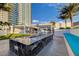 Relax on this beautiful roof deck featuring an outdoor kitchen, fire pit, and comfortable seating at 2700 Las Vegas Blvd # 3507, Las Vegas, NV 89109