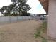 Gravel backyard featuring a covered patio and block fencing at 4601 Diamond Head Dr, Las Vegas, NV 89110