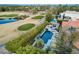 Aerial view of the home's pool area that backs onto a golf course at 60 Innisbrook Ave, Las Vegas, NV 89113