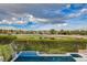 A view of a pool and manicured lawn, overlooking a scenic golf course at 60 Innisbrook Ave, Las Vegas, NV 89113