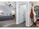 Bedroom leading to a closet, with hardwood floors and contemporary design at 8433 Honeywood Cir, Las Vegas, NV 89128