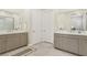 Elegant bathroom with double vanities featuring modern fixtures and stylish cabinets at 9144 Las Manaitas Ave # 201, Las Vegas, NV 89144