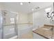 Clean bathroom boasts a tiled shower and bathtub combination, with a granite countertop sink at 30 Strada Di Villaggio # 409, Henderson, NV 89011