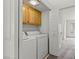 Functional laundry room features washer, dryer, and built in cabinets at 3643 Spring Willow Ct, Las Vegas, NV 89147