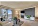 Modern living room with a fireplace, sliding glass door, and comfortable furnishings at 4050 Pacific Harbors Dr # 233, Las Vegas, NV 89121