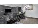 Modern office space with built-in desk, sleek design, and comfortable chairs at 4471 Dean Martin Dr # 2101, Las Vegas, NV 89103