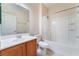 Full bathroom featuring a single vanity and shower/tub combo at 5991 Saddle Horse Ave, Las Vegas, NV 89122