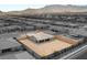 Overhead view showcasing the new home with a blank canvas backyard, ready for your dream designs at 9930 Zakos Ct, Las Vegas, NV 89149