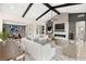 Open living space features modern seating, a fireplace, and an adjacent dining room at 9930 Zakos Ct, Las Vegas, NV 89149