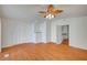 A spacious bedroom featuring built-in storage and a lovely ceiling fan for added comfort at 1292 Dalene Ave, Henderson, NV 89002