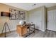 Bright office space with modern decor, hardwood floors, and closet at 2033 Shining Feather Ln, Las Vegas, NV 89134