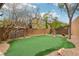 Landscaped backyard with a putting green area and desert foliage at 2337 Ivory Point Ct, Las Vegas, NV 89134