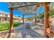 Charming backyard with covered patio, fire pit, and view of the sparkling pool, creating a relaxing outdoor space at 4481 Grey Spencer Dr, Las Vegas, NV 89141
