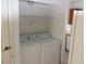 Washer and dryer hookups inside closet with storage and laundry appliances at 503 Crony Ave, Henderson, NV 89011
