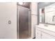 Bathroom featuring a glass-enclosed shower at 5751 E Owens Ave, Las Vegas, NV 89110