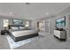 A stylish main bedroom with grey walls and an adjacent bathroom offers modern comfort and convenience at 60 E Levi Ave, Las Vegas, NV 89183