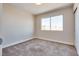 Carpeted bedroom featuring a large window and white trim at 10216 Via Roma Pl, Las Vegas, NV 89144