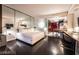 Contemporary hotel suite featuring a luxurious bed, elegant furnishings, and a convenient kitchenette at 4381 W Flamingo Rd # 2405, Las Vegas, NV 89103