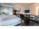Well-appointed suite with a comfortable bed, workspace, and kitchenette for a convenient hotel stay at 4381 W Flamingo Rd # 2405, Las Vegas, NV 89103