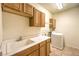 Utility room features counterspace, storage cabinets, and laundry appliances at 104 Breezy Tree Ct # 201, Las Vegas, NV 89145