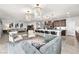 Beautiful open-concept living area flows into the kitchen, featuring a spacious island and stainless steel appliances for cooking and entertaining at 505 Punto Vallata Dr, Henderson, NV 89011