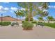 Outdoor picnic area with multiple tables amidst mature trees and landscaping, perfect for enjoying the outdoors at 8624 Burning Hide Ave, Las Vegas, NV 89143