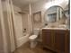 Neat bathroom featuring a bathtub, shower, modern fixtures, and decor at 9449 Grand Mesa Dr, Las Vegas, NV 89134