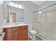 Bathroom featuring a vanity and a glass-door shower at 1112 Bower Basin St, Las Vegas, NV 89144