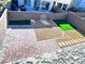 Aerial view showcases a modern backyard with paver patio, gravel beds, artificial turf, and privacy fencing at 290 Mount Williamson St, Henderson, NV 89015