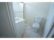 Compact bathroom boasts tiled floors, white vanity, and a shower with glass doors at 3467 Garden East Dr, Las Vegas, NV 89121
