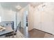 Hallway area showcasing modern design with dark floors, white walls and doors, and contemporary fixtures at 353 E Bonneville Ave # 746, Las Vegas, NV 89101
