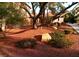 Landscaped yard with decorative rock and shade trees at 4338 Caliente St # 15, Las Vegas, NV 89119