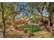 Landscaped backyard featuring trees, greenery, and a well-manicured lawn with brick edging at 4593 Weitzman Pl, Las Vegas, NV 89141