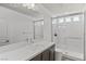 Bright bathroom features a sleek glass shower, contemporary vanity, and modern fixtures at 8116 Haywood Estate Ave, Las Vegas, NV 89113