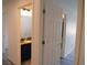 Modern bathroom features granite counters, undermount sink and tile floors at 9739 Fox Estate St, Las Vegas, NV 89141