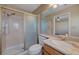 Bathroom featuring a glass shower and a marble countertop at 1598 Bermuda Dunes Dr, Boulder City, NV 89005