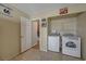 Convenient laundry room with washer, dryer, and shelving at 1598 Bermuda Dunes Dr, Boulder City, NV 89005
