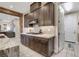 The modern kitchen showcases sleek cabinets, a tiled backsplash, and high-end appliances at 2583 Hazelburn Ave, Henderson, NV 89044