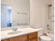 Bathroom with tile flooring, shower/tub combo, and a vanity with drawers at 5525 Criollo Dr, Las Vegas, NV 89122