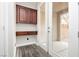 Entryway featuring a built-in desk and access to the patio at 10091 Sand Key St, Las Vegas, NV 89178