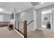 Second-floor hallway featuring railing, seating area, and access to the bedrooms at 1836 Soto Ln, North Las Vegas, NV 89032