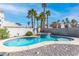 Sparkling pool and spa surrounded by palm trees, offering a private backyard oasis perfect for relaxation and entertainment at 2042 Waverly Cir, Henderson, NV 89014