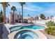 Backyard pool and spa with covered patio and privacy fence at 2042 Waverly Cir, Henderson, NV 89014