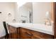 Bathroom vanity with quartz countertop, wooden cabinets, and modern fixtures at 479 Apogee, Mesquite, NV 89027