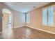 Bright living room featuring wood floors, and neutral wall paint at 823 Safflower Ct, Henderson, NV 89015
