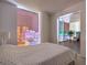 Serene bedroom featuring a plush bed and expansive city views, creating a relaxing urban oasis at 3722 Las Vegas Blvd # 1204, Las Vegas, NV 89158