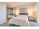 Serene bedroom featuring a soaking tub and a decorative wall accent at 3722 Las Vegas Blvd # 1204, Las Vegas, NV 89158